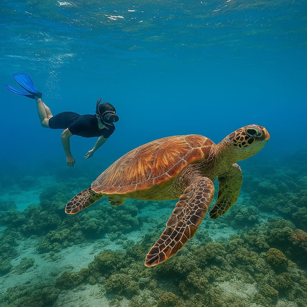 小琉球海龜,在清澈的藍色海水中優雅地游動.jpg 小琉球海龜,在清澈的藍色海水中優雅地游動.jpg